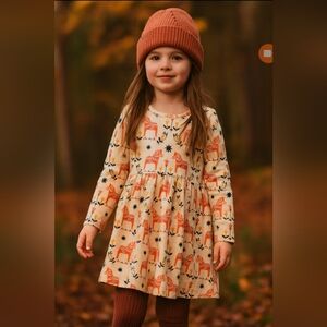 Hanna Andersson Girl Long Sleeve Skater Dress With Pockets, Soze 6/7